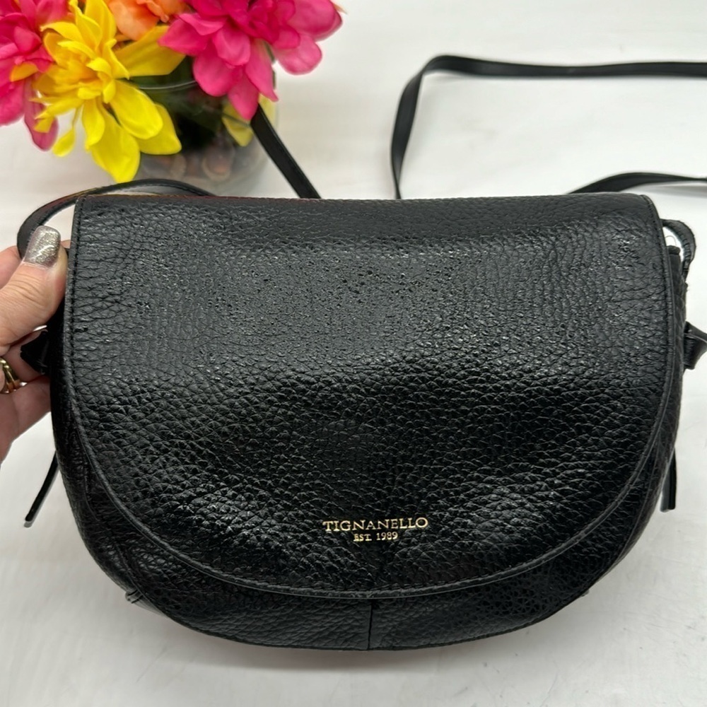 Tignanello Black Pebble Leather Crossbody Bag BP4771B